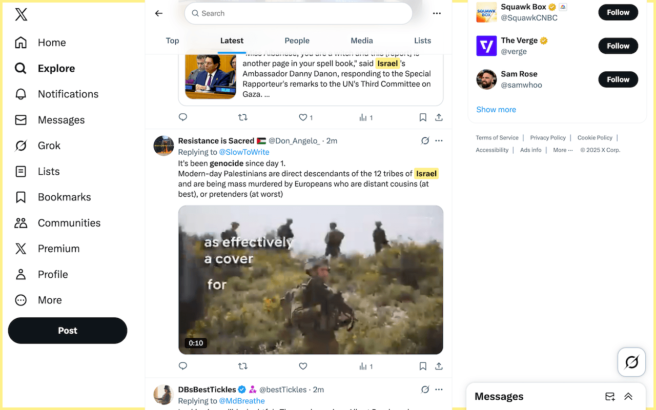 Country Highlighter marking matches on Twitter/X.